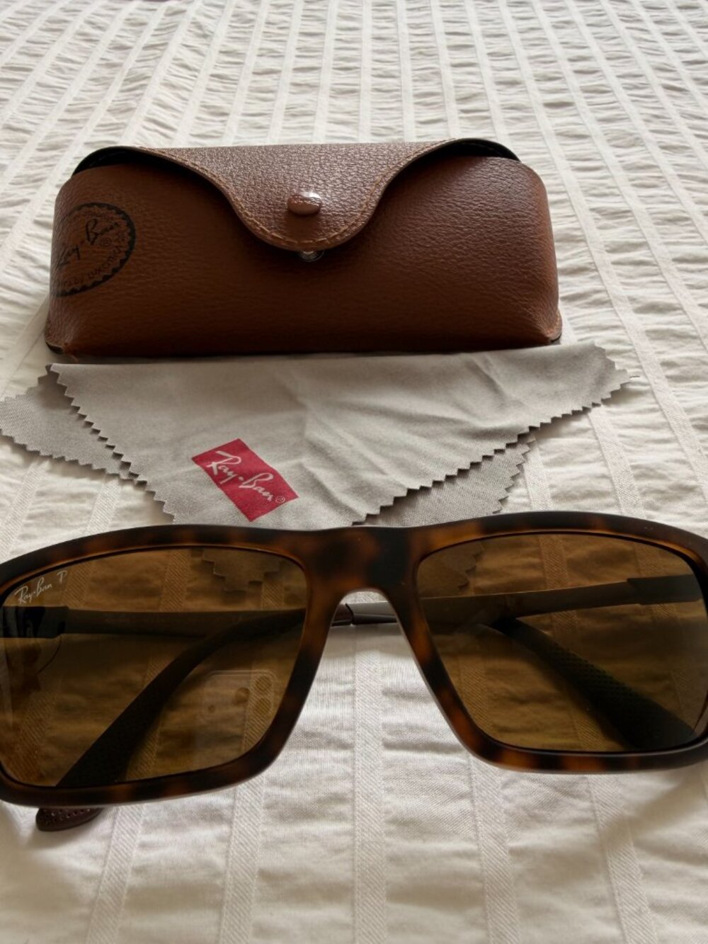 New! Ray-Ban Polarized Rectangle Sporty Sunglasses in tortoiseshell brown - Picture 16 of 16